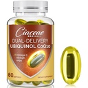 Ubiquinol CoQ10 600 MG Softgels mit Omega-3 & Shilajit & PQ, Advanced Dual-Delivery Coenzyme-Q10, Active CoQ10 Ubiquinol Supplement für Fruchtbarkeit, Antioxidans, Herz, Gehirn & Energie, 60 Servietten