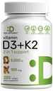 SUPPLÉMENT DE DÉLAI Vitamine D3 5 000 UI + K2 MK7 Softgels, 250 Complex 2-en-1