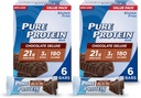 Barres de protéines pures, haute protéine, collations nutritives pour soutenir l'énergie, faible sucre, sans gluten, chocolat Deluxe, 6 comtes (paquet de 2)