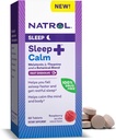 Natrol Schlaf + Beruhigen Melatonin 6mg mit L-Theanine 50mg und eine Botanische Mischung, Nahrungsergänzung für restliche Schlaf und ein ruhiger Geist und Körper, 60 Raspberry-Flavored Fast Dissolve Tabletten, 60 Tage Versorgung