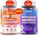 NEVISS 1Pack Vitamine ADK avec B12 + 1Pack Gommies de magnésium de potassium