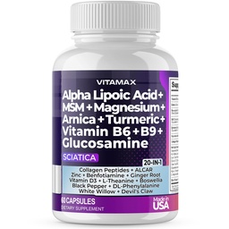 Sciatic Nerve Health Support - Sciatic Nerve Supplement Kapseln mit Folsäure, Pea, Glucosamin, MSM, Vitamin B Complex, Alpha Lipoic Acid 300mg – 60ct – Made in USA