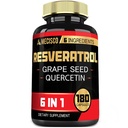 6in1 Trans Resveratrol Ergänzung mit Trauben Seed, Milchdistel und mehr - Resveratrol 1000mg - Unterstützung für Immunsystem, Herzgesundheit, Körpermanagement - 180 Kapseln