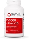 PROTOKOLL FÜR LIFE BALANCE C-1000 + Zink-15 - Vitamin C & Zink Bisglycinat - Immununterstützungsergänzung - Antioxidantien Supplement - mit Ascorbinsäure - 120 Veg Kapseln