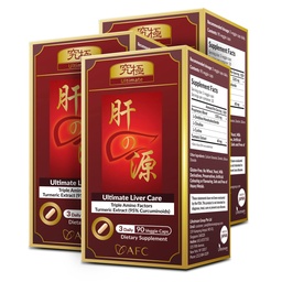 AFC Japan Ultimate Liver Care – Cleanse Detox-Formel mit Aminosäure L-Ornithin, L-Citrulline, L-Cystine und Turmeric – Liver Health Support Supplement, 90 Veggie Kapseln x 3