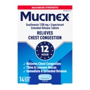 Mucinex Chest Congestion, Maximale Stärke 12 Stunden erweiterte Freisetzung Tabletten, 14ct, 1200 mg Guaifenesin mit erweitertem Relief der Chest Congestion von überschüssigem Mucus, Thins und losens Mucus