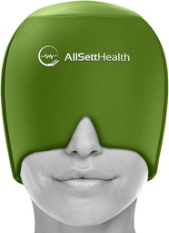 Migräne Relief Cap Ice Head Wrap Kopfschmerzen und Migräne Hut | Kopfschmerzen Relief mit Hot/Cold Gel Head Ice Pack mit Gesicht und Augen Kopfschmerzen Maske Compress - Grün