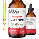 Wild & Organic Cayenne Pepper Tincture - Verdauungshilfe mit Capsaicin Extract - Cayenne Pepper Liquid Drops für Gesamtgut - Vegan, Zucker & Alkoholfrei - 4 fl oz