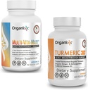 Organixx Kurkuma (60 vegetarische Kapseln) & Multi-Vita-Maxx ganze Lebensmittel Multivitamin(90 Gel Kapseln)