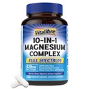 Vitalibre 10 in 1 Magnesium Complex, 420mg Elemental Magnesium | Ultra Strength, Max Absorption | Chelat Magnesium Ergänzung für Nerven, Knochen & Herz Gesundheit | Non-GMO, 120 Vegan Kapseln