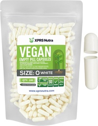 XPRS Nutra Size 0 Capsule Vuote - 100 Count Empty Vegan Capsule - Pillole Vegetariane - DIY Capsule Vegetali Riempimento - Capsula Pillola Veggie per Do-It-Yourself Supplements (White)