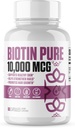 Biotin Pure 10.000 MCG + Kalzium | #1 Neue Max Dose Biotin B7 Ergänzung Pillen für gesündere und längere Haare, Haut und Nägel | Vegan Kapseln für Männer & Frauen - 60 Servierungen