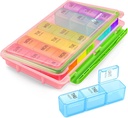 AUVON organizzatore settimanale di pillole 3 volte al giorno con progettazione di umidità-proof, grande scatola di pedaggio 7 giorni Facile da usare, custodia di pedaggio portatile per viaggiare con doppia protezione, contenitori di pedaggio per vitamine, farmaci