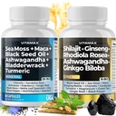 Vitamax Pure Himalayan Shilajit Supplement, Sea Moss, Ashwagandha, Bladderwrack, Gingko Biloba, Organic Capsules & Trace Mineral für - Non-GMO - Vegan - Männer und Frauen – Made in USA