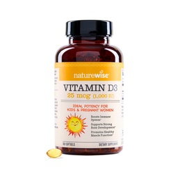 NatureWise Vitamin D3 1000iu (25 mcg) 1-Jahres-Versorgung für Immununterstützung, Gesunde Muskelfunktion und Knochengesundheit - Non-GMO, Glutenfrei in Bio Extra Virgin Olivenöl, (Mini Softgel), 360 Count