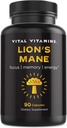 Vital Vitamine Lions Mane Supplement Kapseln - Brain Booster Ergänzung für Psychische Klarheit, Fokus und Gedächtnis Unterstützung - Nootropic Mushroom Supplement mit Turkey Tail und Maitake (90 caps)
