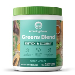 Erstaunliches Gras Grüns Superfood Detox & Digest: Grüns Pulver mit Verdauungsenzymen & Probiotika, Clean Green, 30 Servierungen (Packaging May Vary)