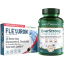 Ensemble de produits de pureté - Formule articulaire Flexuron + Comprimés EverStrong - Flexuron - Huile de krill, Acide hyaluronique + Astaxanthine - Mélange de matrice musculaire EverStrong avec/Créatine, Extrait de fruits de café + Plus