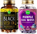 Maju Superfoods Black Seed Oil Kapseln und Purple Sea Moss Kapseln Bundle