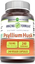 Erstaunliche Formeln Psyllium Husk 750mg Veggie Kapseln Ergänzung | Non-GMO | Gluten Free | Made in USA | Geeignet für Vegetarier (240 Zähler)