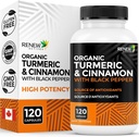 Renew Actives Organic Turmeric 474MG & Cinnamon 50MG pro 2 Kapseln – mit Curcumin & BioPerine für Absorption – unterstützt Stoffwechsel, Joint Health & Digestion – Made in Canada – 120 Kapseln