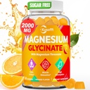 Magnesium Glycinate Gummies 1500mg - Zuckerfreie Magnesiumgummis für Damen und Herren, mit L-Theanin, Ashwaganha, für Energie, Rest* & Muskel, Regal Stabil,60 Magnesiumgummis für Kinder