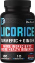 Licorice Root Capsules 4 Monate 6800mg für Haut, Verdauung & Immungesundheit Unterstützung - 10in1 Gemischte Kurkuma, Ginger Root, Peppermint Blatt & andere - Non-GMO - 120 Vegan Capsules