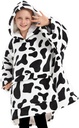 KFUBUO Tragbare Decke Hoodie für Kinder Sherpa Muster Überdimensionale Sweatshirt Blanket mit Tasche 6-10 Jahre alt Mädchen Geburtstag Geschenke Kuh