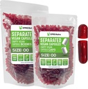XPRS Nutra Vegan Größe 00 Getrennte Kapseln - 1000 Count Premium Leer Kapseln Getrennt in Taschen - 00 Pillen Leer für DIY Ergänzung Füllung (Clear Red)