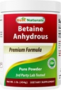 Best Naturals Betaine Trimetilglicina anidra (TMG) Polvere pura 1 Pound (1 LB (Pack of 1))