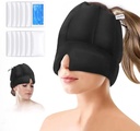 Migraine Ice Head Pack - Headache Relief Cap mit Kaltkompress, Cooling Gel Cap für Sinus Relief, Gesichts Kaltkompress Kopfbedeckung für Spannung, Stress und Hangover Relief (Schwarz)