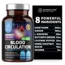 Premium Blutzirkulationsergänzung für Frauen und Männer [8 Leistungsfähige Kräuter & Vitamine] Alle natürlichen Blutflussergänzung mit Hawthorn, Metzger Broom und Cayenne Pfeffer, 90 Caps