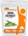 BulkSupplements.com Okra Extract Powder - Okra Supplement, Faserquelle, Kräuterergänzung - Vegan & Glutenfrei, 500mg pro Servierung, 100g (3,5 oz) (Pack von 1)