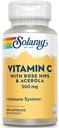 Solaray C w/Rose HIPS & Acerola, Capsule (Btl-Plastic) 500mg | 100 Count | Pack von 2