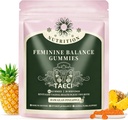 Feminine Balance Gummis für Frauen – Probiotic & pH-Unterstützung – Hawaiian Ananas Flavor – Tägliche Wellness-Ergänzung – Vegan, Glutenfrei – 60 Count, 30 Servietten