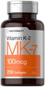 Horbäach Vitamin K2 MK7 100mcg | 250 Softgels | Nicht-GVO, glutenfreie Ergänzung