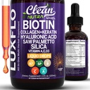 Biotin Liquid Tropfen Collagen Keratin Hyaluronsäure Säge Palmetto für Haar Haut und Nägel Silica Vitamin A C Vitamin D Bamboo Turmeric Zinc Folate Magnesium Horsetail LuxGlo von Clean Nutra
