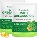 Öl von Oregano Softgels 6000mg 2 Pack, 2 in 1 Formuliert mit schwarzem Seed Öl 120 Count, Oregano Öl Kapseln Bio, Glutenfreies Öl von Oregano Softgels, Non-GMO & Immune Support
