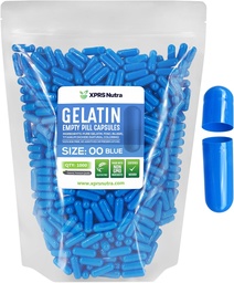 XPRS Nutra Size 00 Empty Capsules - 1000 Count Empty Gelatin Capsule - Pillole DIY Capsule Filling - Fillable Gel Caps per Do-It-Yourself Supplements (Blue)