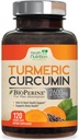 Kurkuma Ergänzung 2600mg - 95% Curcuminoide mit Organic Turmeric & BioPerine Black Pepper für beste Absorption, Nature's Vegan Joint Support, Non-GMO Tumeric, Bottled in USA - 120 Kapseln