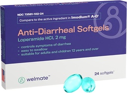 WELMATE - Anti-Diarrheal Softgels (24 Softgels) - Loperamid HCL 2 mg - Diarrhea Symptom Relief - Upset Stomach Reliever - Anti Diarrhea Pills - Over-The-Counter Medication