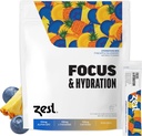 Zest Focus & Productivity Energy Drink – Ananas Blueberry Clean Energy Powder Packets mit 100 mg Koffein, L-Theanin & 150 mg Alpha GPC Nootropics – Low Sugar Electrolytes for Memory – 14 Sticks