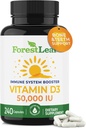 ForestLeaf Vitamin D3 50.000 IU | VIT D - VIT D3 Vitamin D Beilage für Frauen und Männer | Knochen Gesundheit, Zähne, Immununterstützung | Einfach zu schlucken Pillen | Hohe Potenz WEEKLY Dose, 4-Jahresversorgung, 240 Caps