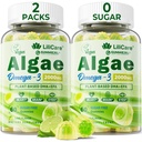 Omega 3 Gummi 2200mg von Algae Oil (DHA 640mg & EPA 290mg) für Damen und Herren, Vegan Omega 3 Fish Oil Alternative, w/CoQ10, Astaxanthin, Vitamin A, E, D3 für Brain, Auge, Antioxidans,Sugar Free 2Packs