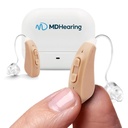 MDHearingAid AIR Hörgerät (Pair), OTC wiederaufladbare, kristallklare Digital Sound von MDHearing, Perfekt für Gläser, fast unsichtbar