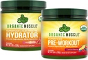 Organic Muscle Bundle - Pre-Workout Powder for Energy (Lemon Berry) + Replenisher for Hydration (Watermelon) - USDA Certified Organic
