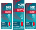 Kori Krill Öl Omega 3 Supplement, Antarktis Krillöl mit Superior Absorption gegen Fischöl, 1200mg Softgels, 30 Softgels, EPA & DHA (Pack mit 3)