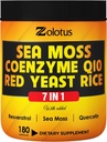 Zolotus 7 in 1 Sea Moss Supplement + Red Yeast Rice, Coenzym Q10 Kapseln, Äquivalent zu 8640mg, mit Quercetin, Resveratrol, Vitamin B3, Vitamin D3, Körperbilanz, Immunsystem und Herzgesundheit