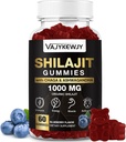 1000 MG Shilajit Gummie, Organische Shilajit Gummie mit 85+ Trace Minerals, Fulvic Acid, Shilajit für Herren & Frauen, Shilajit Resin, Shilajit Himalayan Organic for Energy, Gehirn, Immunität, 60 Count