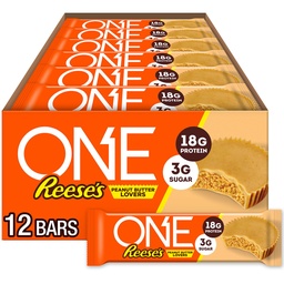 ONE Protein Bars, Reese Peanut Butter Lovers, Glutenfrei mit 18g Protein und 3g Zucker, Pantry Staples, 2.12 oz (12 Count)